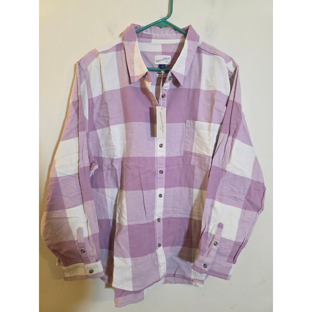 Universal Thread Purple White Plaid Flannel Shirt Relaxed‎ Fit 2X NWT 013023455